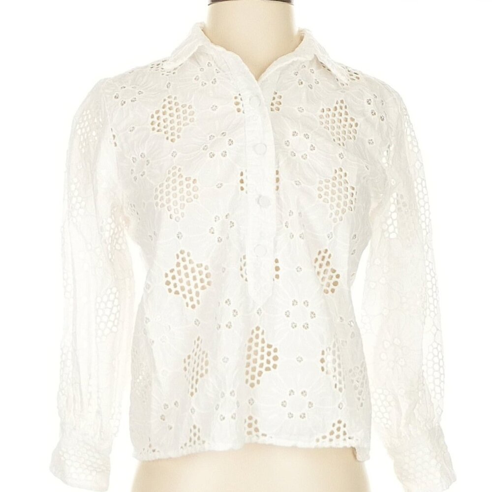 White Eyelet Button Down J. Crew (M)